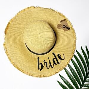 Bride Embroidered Beach Straw Sun Women Hat BRAND NEW WITH TAGS